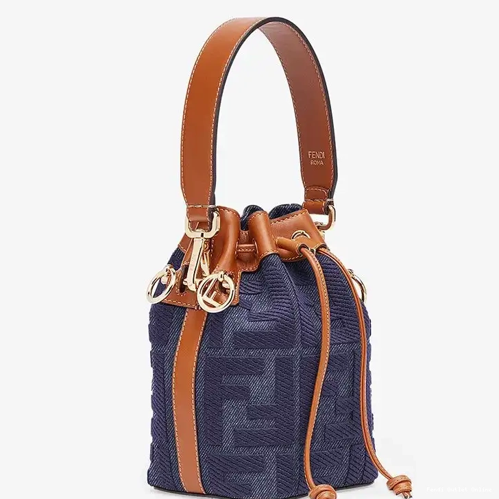 Cheap Mon Canvas Motif Blue Bucket Mini Tresor Fendi Bag In FF 0531